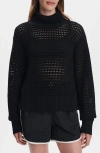 Varley Jody Openwork Cotton Sweater In Black
