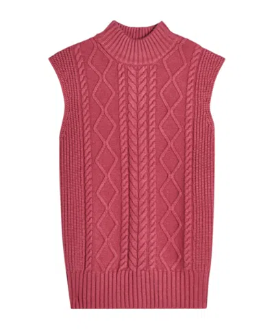 Varley Joilette Roll-neck Cable-knit Vest In Red