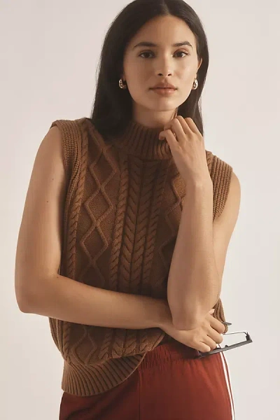 Varley Joliette Roll-neck Jumper Waistcoat In Caramel