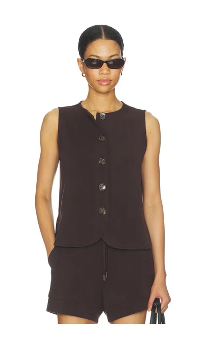 Varley Josie Button Through Tank Top In Brown