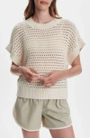 Varley Julianna Open Knit Short Sleeve Sweater In Neutral