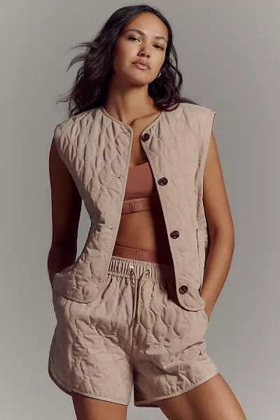 Varley Karla Quilted Gilet Top In White