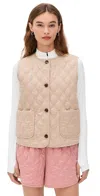 Varley Womens Karla Quilted Woven-blend Gilet Light Taupe In Light Taupe