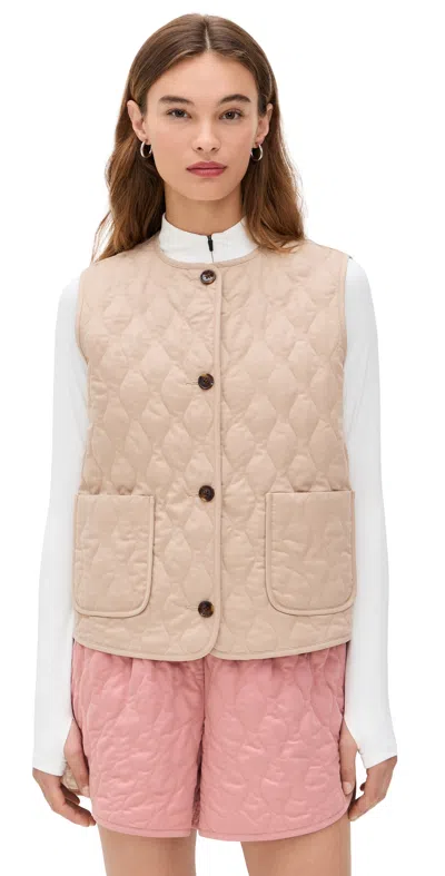 Varley Womens Karla Quilted Woven-blend Gilet Light Taupe