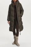 Varley Katya Long 800 Fill Power Down Puffer Jacket In Green