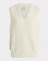 Varley Joilette Cable-knit Sweater Vest In Snow White