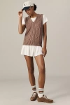 Varley Kay V-neck Cable Sweater Vest In Brown