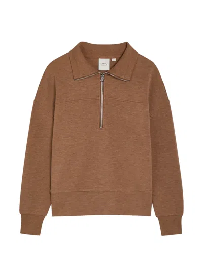 Varley Kayleigh Half-zip Stretch-jersey Sweatshirt In Brown