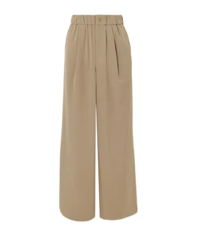 Varley Kayson Pleated Woven Wide-leg Pants In Brown