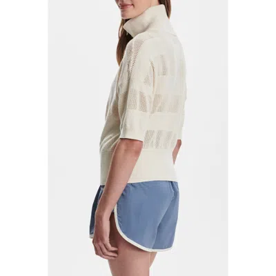 Varley Kembria Mesh Stripe Half Zip Top In Neutral