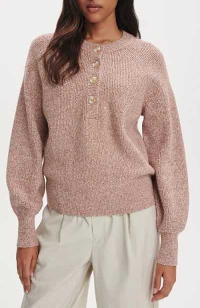 Varley Kennings Half Button Sweater In Pink