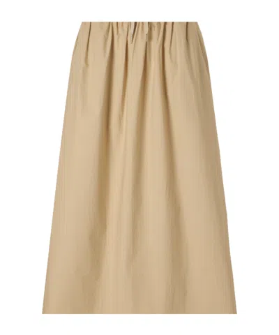Varley Khaki Drawstring Midi Skirt In Brown