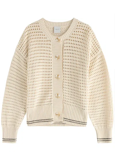 Varley Kris Open-knit Cotton Cardigan In Cream