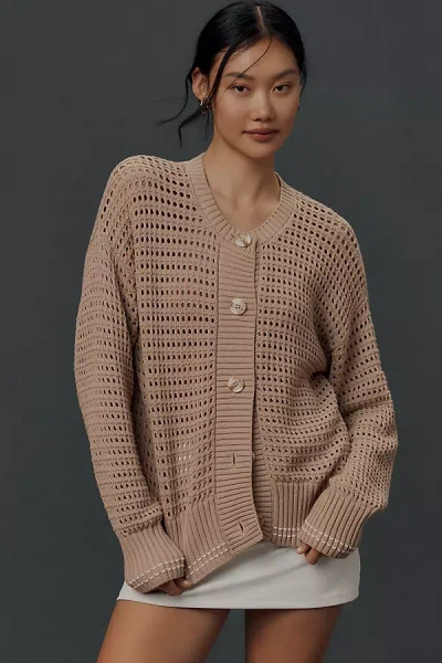 Varley Kris Relaxed Cardigan Sweater In Beige