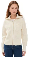 Varley Daria Half Zip Cable Knit Sweater In Birch