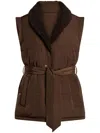Varley Lanville Belted Reversible Bouclé And Quilted Shell Vest In 褐色