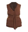 Varley Lanville Belted Reversible Bouclé And Quilted Shell Vest In Brown