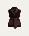 Varley Lanville Belted Reversible Bouclé And Quilted Shell Vest In Chestnut