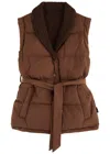 Varley Lanville Belted Reversible Bouclé And Quilted Shell Vest In Brown