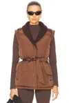 Varley Lanville Wrap Puffer Gilet Vest In Chestnut & Coffee Bean