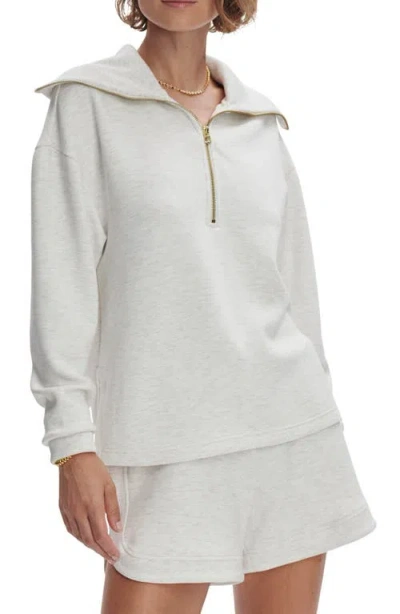 Varley Larson Doublesoft® Half Zip Sweatshirt In Ivory Marl