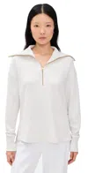 Varley Catherine Half-zip Stretch-jersey Sweatshirt In Ivory Marl