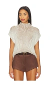 Varley Laurne Plated Mock Neck Sweater In White