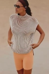 Varley Lauren Plated Knit Sleeveless Sweater In Neutral