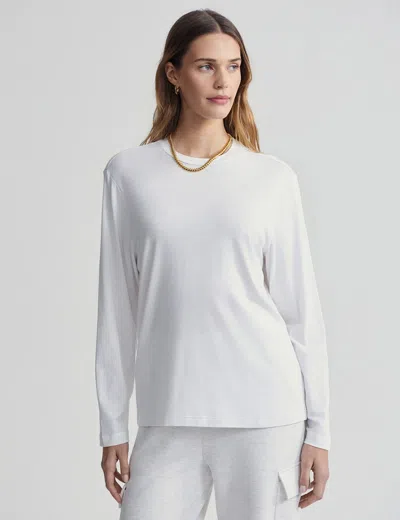 Varley Leah Long Sleeve Boyfriend Tee In White