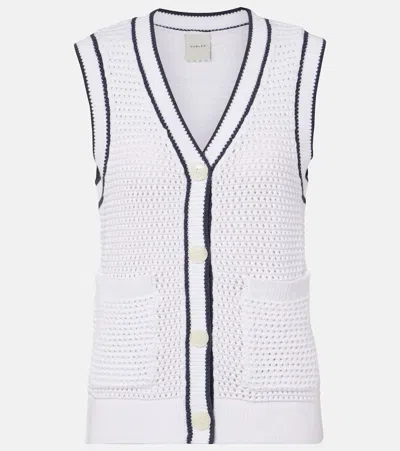 Varley Leilani Open-knit Cotton-blend Top In White