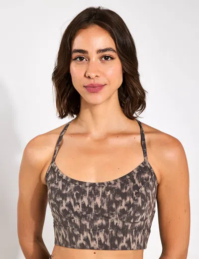 Varley Womens Move Irena Printed Stretch Recycled-polyester Sports Bra Abstract Motion Texture In Grey