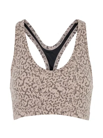 Varley Let's Move Park Cheetah-print Sports Bra In Brown