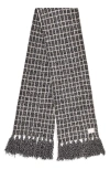 Varley Lindsey Check Bouclé Knit Scarf In White