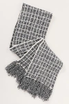 Varley Lindsey Fringe Check Knit Scarf In Gray