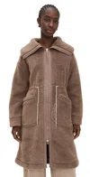 Varley Logan Sherpa Coat Ash Taupe In Brown