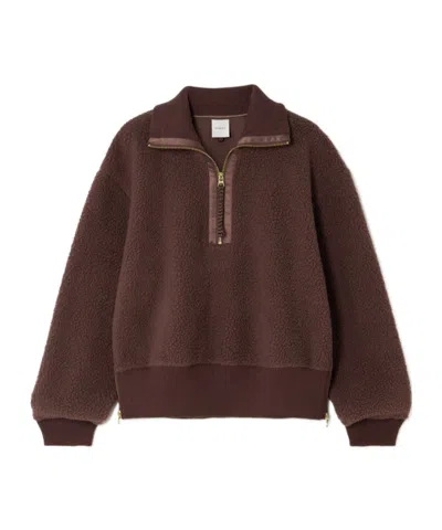 Varley Long-sleeved Half-zip Sweatshirt In Burgundy
