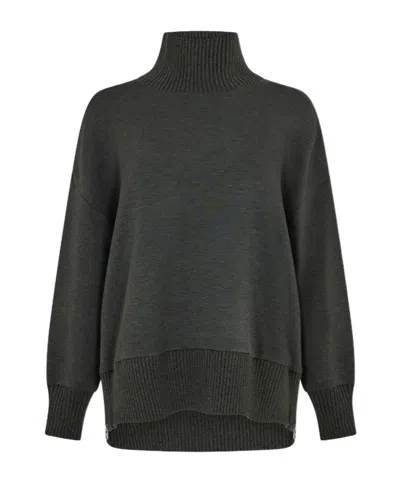 Varley Long-sleeved Stand-up Collar Knit Sweater In Gray