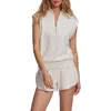 Varley Loretta Sleeveless Half Zip In Ivory Marl