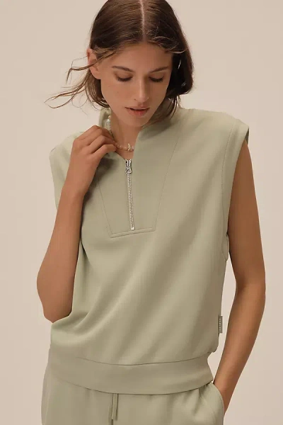 Varley Loretta Sleeveless Half-zip Sweatshirt In Green