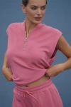 Varley Loretta Sleeveless Half-zip Sweatshirt In Pink