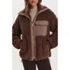 Varley Lowell Faux Shearling Jacket In Brown