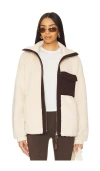 Varley Lowell Sherpa Jacket In Sandshell & Coffee Bean