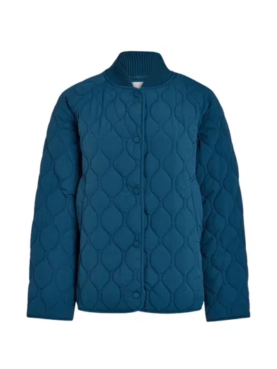 Varley Luca Quilted Bomber Padded Jacket In Blue