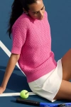 Varley Lucy Short-sleeve Knit Top In Pink