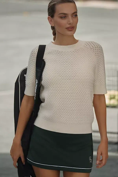 Varley Lucy Short-sleeve Knit Top In White
