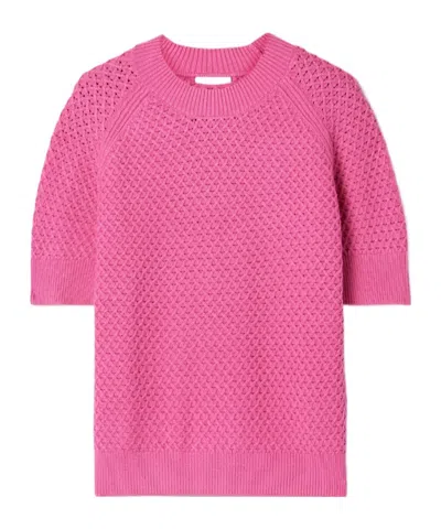 Varley Lucy Waffle-knit Sweater In Pink