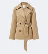 Varley Maddox Double-breasted Twill Jacket In Beige
