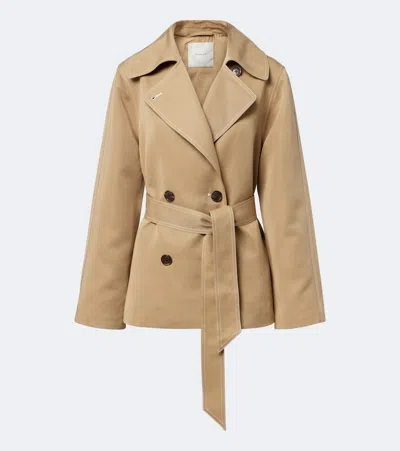 Varley Maddox Double-breasted Twill Jacket In Beige