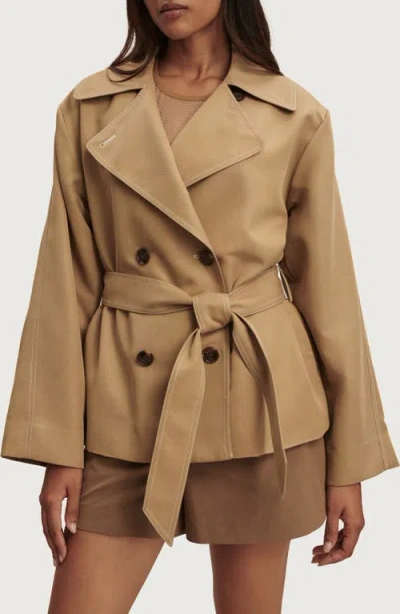 Varley Maddox Short Trench Coat In Green