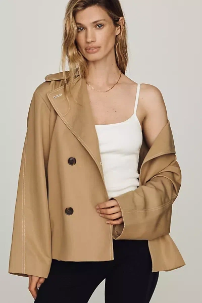 Varley Maddox Short Trench Coat In Green